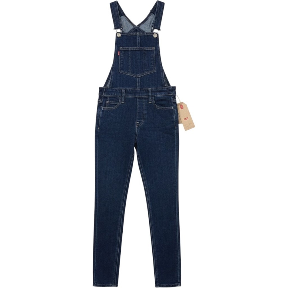 Levis Skinny Denim Overalls Womens W24 Blue New Dark Wash Stretch Bib Pocket